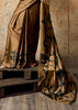 Cinnamon Brown Printed Satin Silk Saree