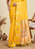 Bright Yellow Woven Bronze Zari Paithani Silk Sareee
