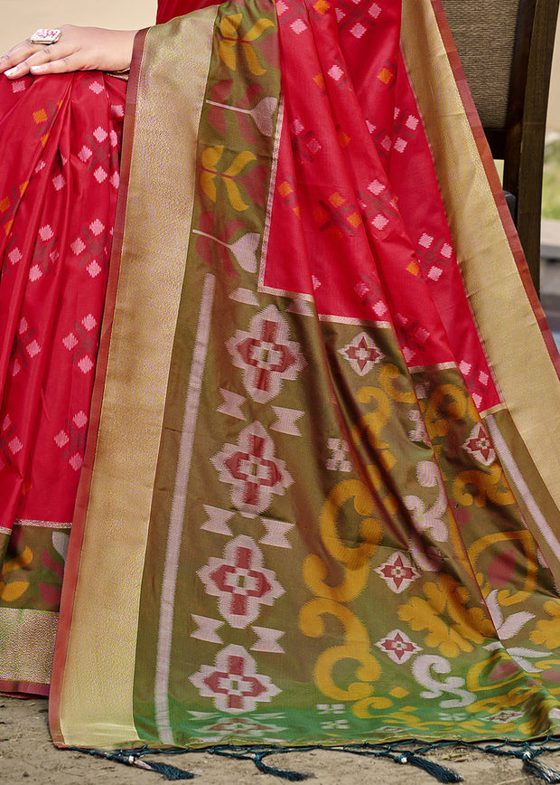 Scarlet Red Woven Patola Silk Saree