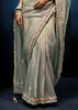 Haze Grey Embroidered Designer Tissue Saree