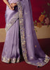 Lavender Purple Designer Embroidered Saree