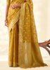 Mustard Yellow Woven Linen Tissue Silk Saree