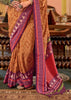 Apricot Orange Printed Patola Silk Saree