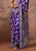 Ultra Purple Printed Crepe Satin Silk Saree