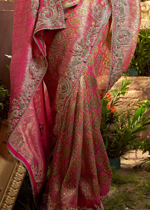 Blush Pink Embroidered Designer Saree