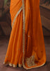 Peel Orange Embroidered Designer Saree