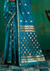 Teal Blue Woven Banarasi Satin Silk Saree