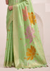 Pista Green Woven Linen Silk Saree