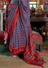 Red And Blue Printed Patola Silk Saree