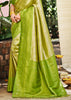 Lime Green Woven Kanjivaram Silk Saree