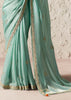 Delight Blue Designer Organza Tissue Silk Saree With Printed Blouse