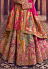 Pink Yellow Banarasi Silk Embroidered Lehenga