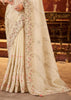 Beautiful White Embroidered Tissue Designer Saree