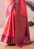 Peach Pink Woven Tissue Silk Saree