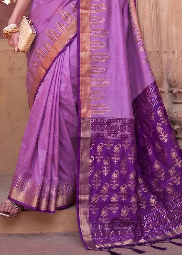 Radiant Purple Woven Banarasi Silk Saree