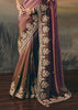 Purple & Brown Tissue Embroidered Wedding Wear Saree
