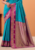 Vivid Blue Banarasi Satin Silk Saree