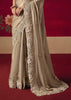 Powder Grey Designer Embroidered Saree