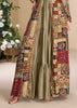 Golden Green Shrug Style Gown with Embroidered Work