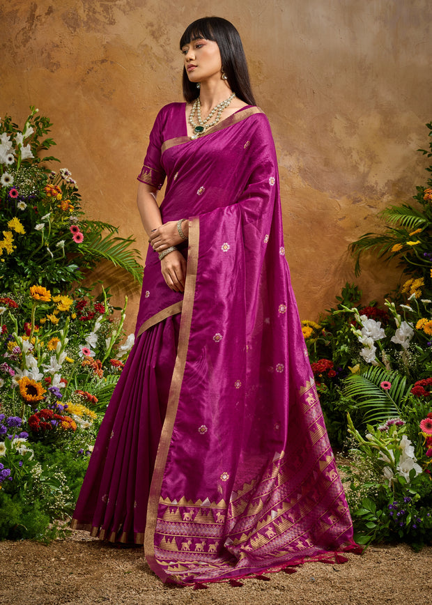 Royal Magenta Woven Banarasi Silk Saree