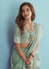 Haze Blue Woven Linen Silk Saree