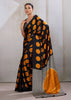 Orange Printed Satin Silk Saree