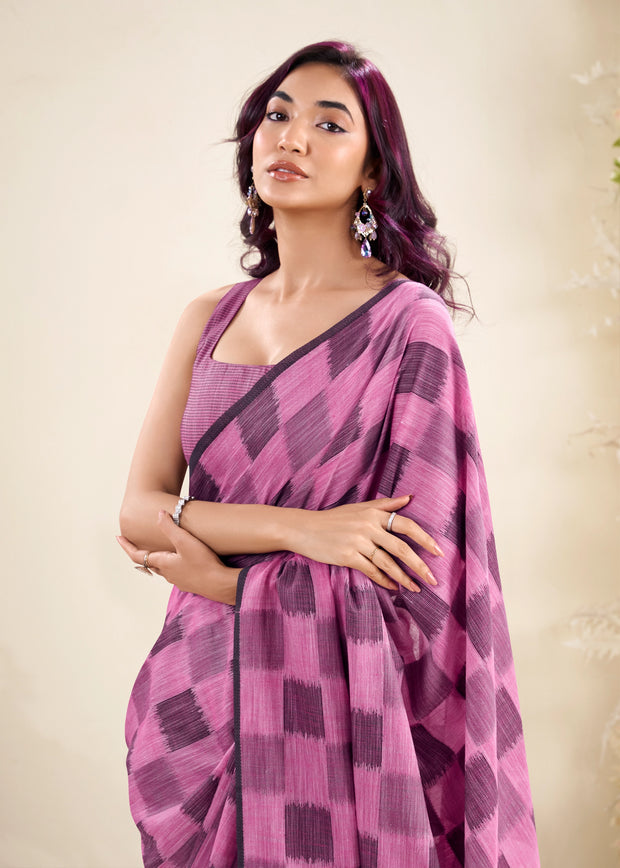 Iris Purple Woven Linen Silk Saree