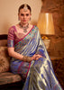 Indigo Blue Woven Banarasi Tissue Silk Saree