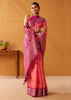 Peach Pink Woven Banarasi Cotton Silk Saree