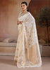 Bright White Woven Banarasi Silk Saree