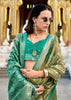 Golden Green Woven Tissue Silk Saree