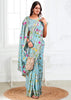 Aruba Blue Woven Linen Cotton Silk Saree