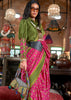 Green And Pink Printed Patola Silk Saree