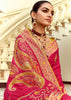 Raspberry Pink Woven Banarasi Designer Silk Saree With Contrast Blouse