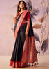 Red And Black Woven Tissue Silk Saree