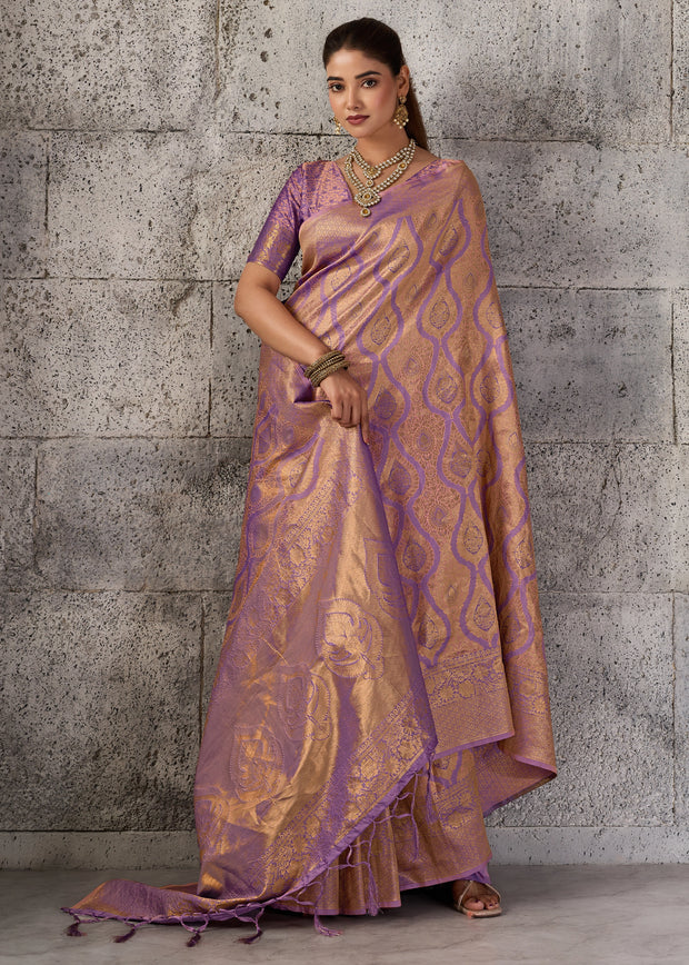Purple Woven Kanjivaram Silk Saree
