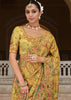Celery Yellow Designer Embroidered Silk Saree
