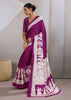 Dahlia Purple Printed Satin Silk Saree