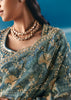 Aqua Blue Satin Organza Embroidered Saree