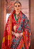 Red And Blue Printed Patola Silk Saree