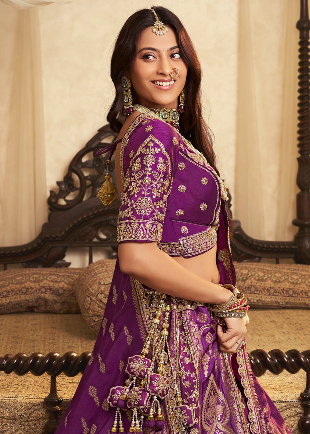 Royal Purple Banarasi Designer Lehenga
