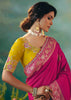 Rani Pink Woven Embroidered Banarasi Silk Saree