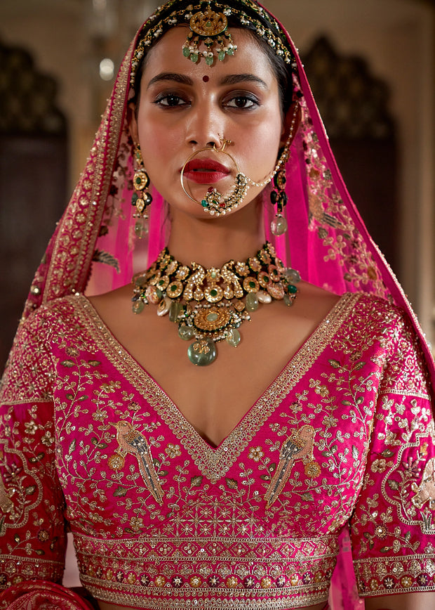 Princess Pink Heavy Embroidered Designer Lehenga