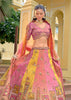 Golden Yellow Pink Embroidered Lehenga