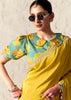 Lime Yellow Designer Organza Tissue Silk Saree With Printed Blouse