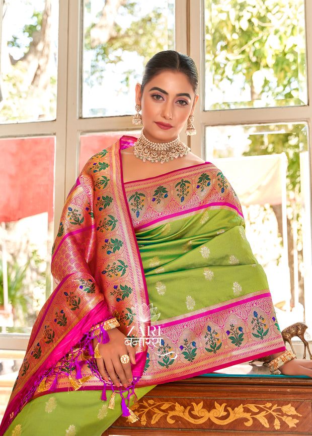 Jhanvi : Banarasi woven saree the shade of Green (9944109940929)
