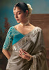 Fossil Grey Embroidered Designer Saree