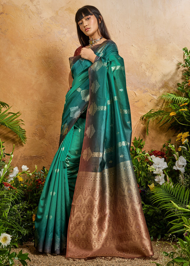 Arcadia Green Woven Banarasi Silk Saree