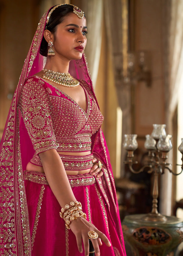 Pink Heavy Embroidered Designer Lehenga