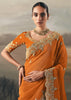 Orange Tissue Embroidered Wedding Wear Saree